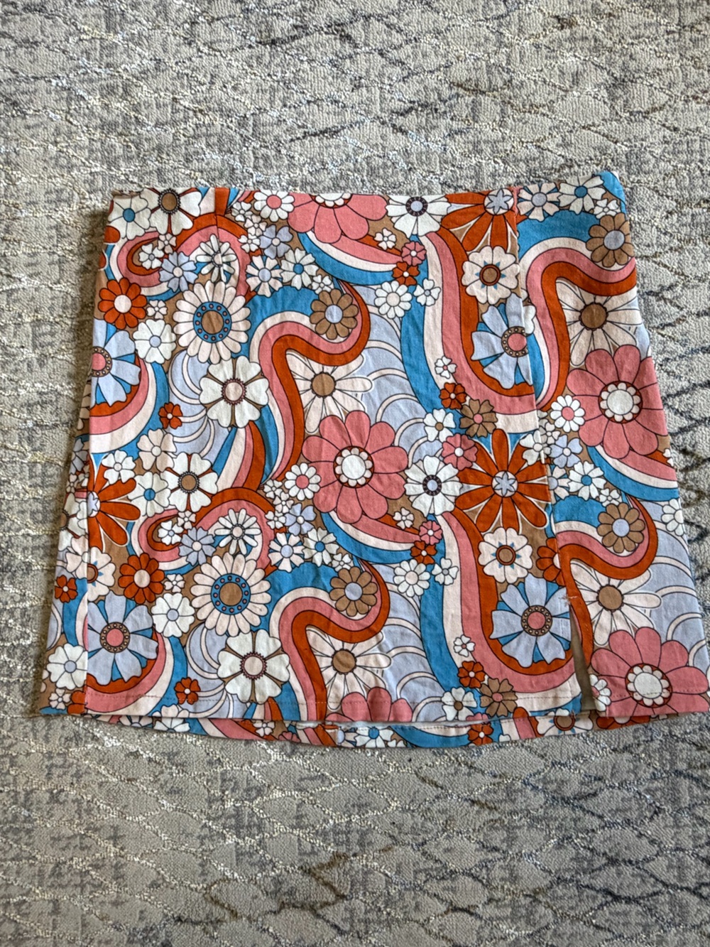 art class Retro Floral Mini Skirt in Pink, Blue & Orange